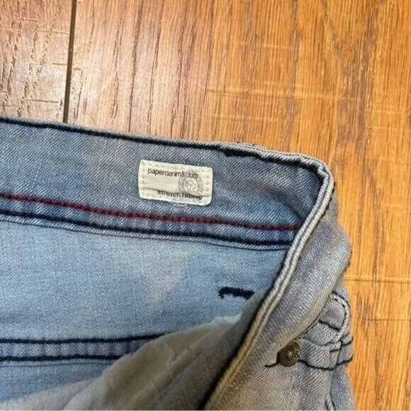 PAPER DENIM & cloth Men's Ligh Blue Distressed Skinny Jeans Stretch Size 34 - Picture 4 of 7